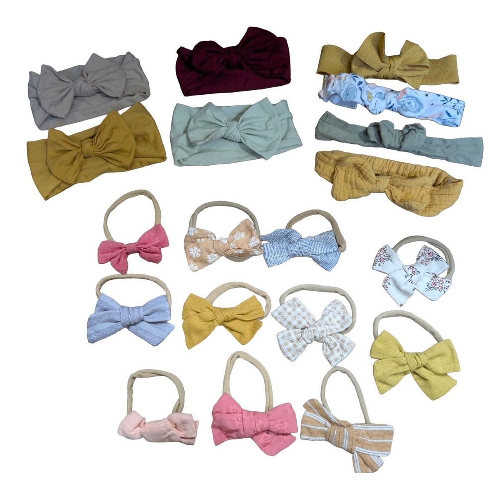 Baby Bow Headband Bundle Nylon Lot Neutral Boho Girl Accessories Soft Stretch